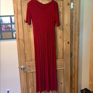 Cranberry maxi dress.